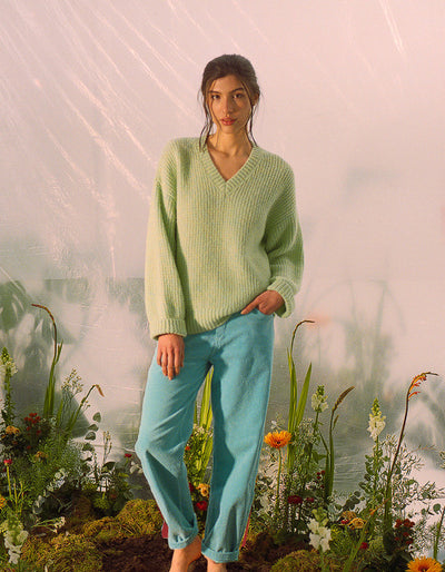 Pixy V-Neck Sweater Caramel / Blue